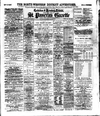 cover page of St. Pancras Gazette published on January 26, 1884