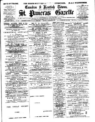 cover page of St. Pancras Gazette published on November 23, 1901