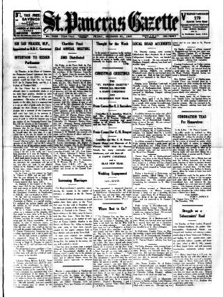 cover page of St. Pancras Gazette published on December 25, 1936