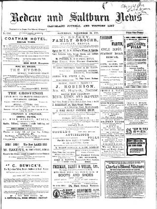 cover page of Redcar and Saltburn News published on November 23, 1901