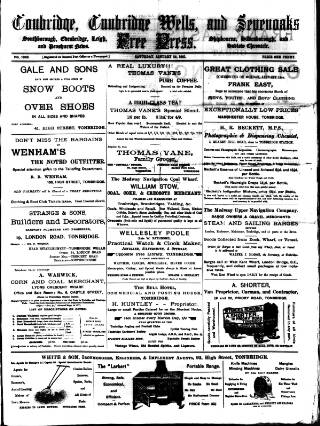 cover page of Tonbridge Free Press published on January 26, 1901