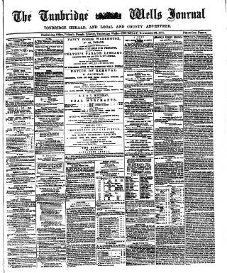 cover page of Tunbridge Wells Journal published on November 23, 1871