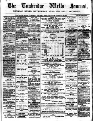 cover page of Tunbridge Wells Journal published on December 25, 1890