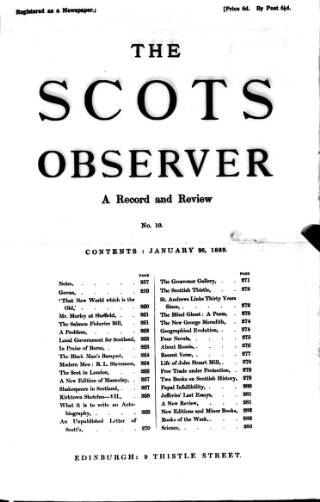 cover page of National Observer published on January 26, 1889