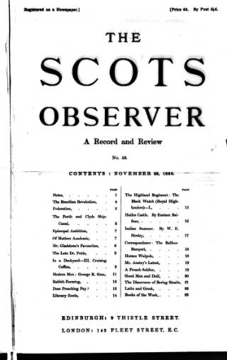 cover page of National Observer published on November 23, 1889