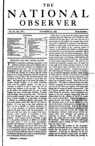 cover page of National Observer published on December 28, 1895