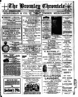 cover page of Bromley Chronicle published on November 23, 1911