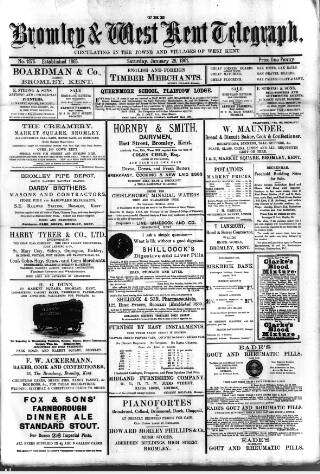 cover page of Bromley and West Kent Telegraph published on January 26, 1901