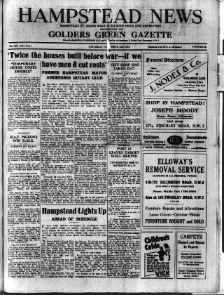 cover page of Hampstead News published on November 23, 1944