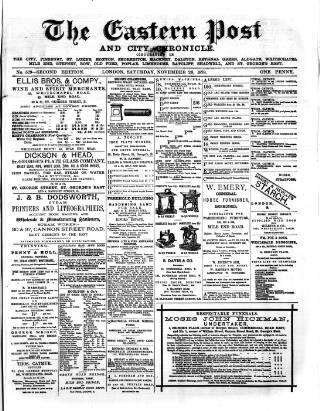 cover page of Eastern Post published on November 23, 1878