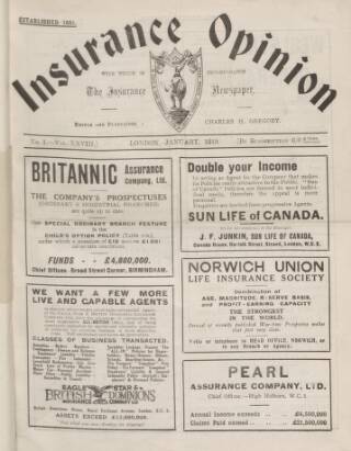 cover page of Insurance Opinion published on January 1, 1919