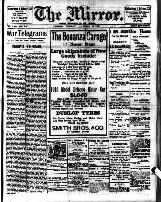 cover page of Mirror (Trinidad & Tobago) published on January 26, 1915