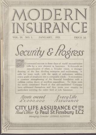 cover page of City Life Record published on January 1, 1921