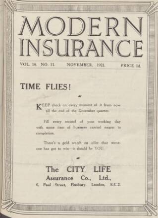 cover page of City Life Record published on November 1, 1921