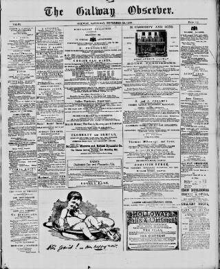 cover page of Galway Observer published on November 23, 1889