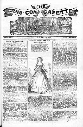 cover page of Crim. Con. Gazette published on December 14, 1839