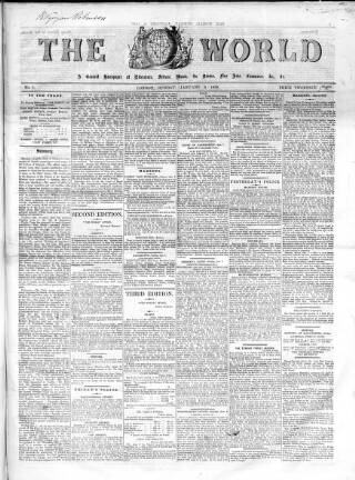 cover page of World (London) published on January 9, 1859