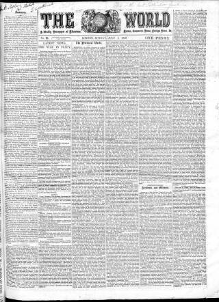 cover page of World (London) published on July 3, 1859