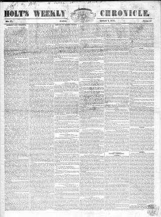 cover page of Holt's Weekly Chronicle published on January 7, 1838