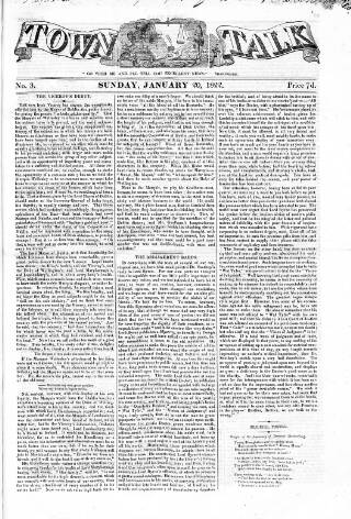 cover page of Town Talk 1822 published on January 20, 1822