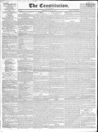 cover page of Constitution 1827 published on May 27, 1827