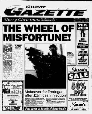 cover page of Gwent Gazette published on December 25, 1997