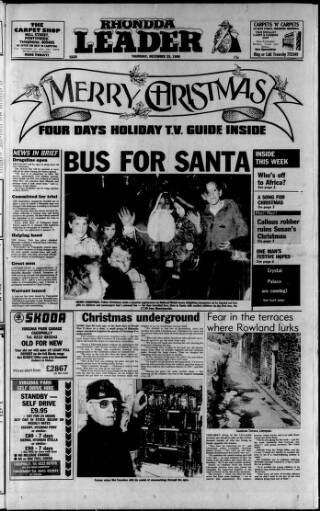 cover page of Rhondda Leader published on December 25, 1986