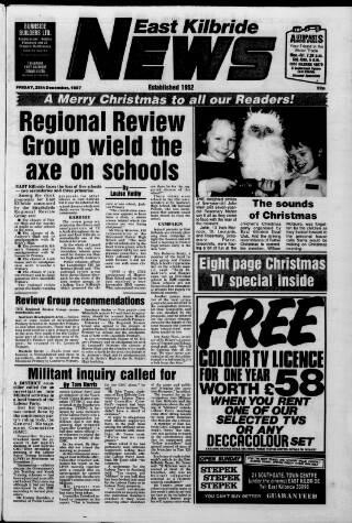 cover page of East Kilbride News published on December 25, 1987