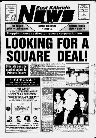 cover page of East Kilbride News published on November 23, 1990