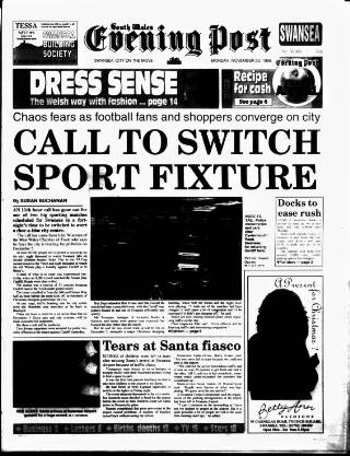 cover page of South Wales Daily Post published on November 23, 1998