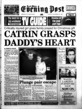 cover page of South Wales Daily Post published on December 30, 1999