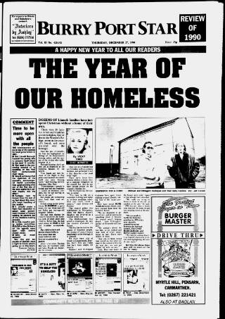 cover page of Burry Port Star published on December 27, 1990