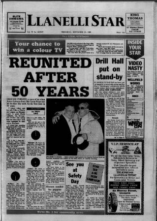 cover page of Llanelli Star published on November 23, 1989