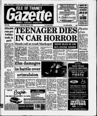 cover page of Isle of Thanet Gazette published on January 26, 1996