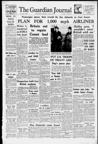 cover page of Nottingham Guardian published on January 26, 1957