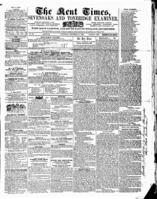 cover page of Kent Times, Tonbridge and Sevenoaks Examiner published on December 25, 1858