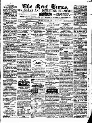 cover page of Kent Times, Tonbridge and Sevenoaks Examiner published on January 26, 1861