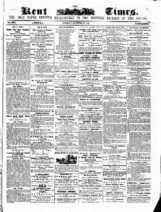 cover page of Kent Times, Tonbridge and Sevenoaks Examiner published on November 23, 1861