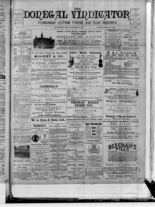 cover page of Donegal Vindicator published on November 23, 1894