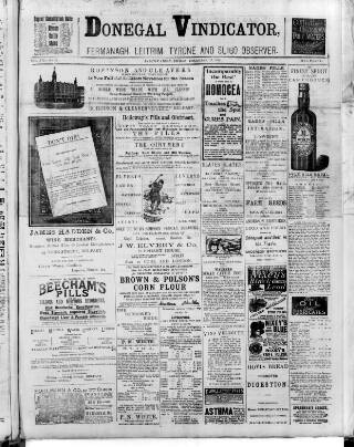 cover page of Donegal Vindicator published on December 25, 1896