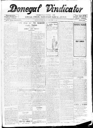 cover page of Donegal Vindicator published on January 26, 1912