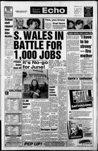 cover page of South Wales Echo published on January 26, 1989