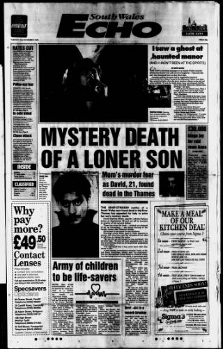 cover page of South Wales Echo published on November 23, 1993