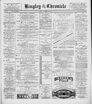 cover page of Bingley Chronicle published on November 23, 1894