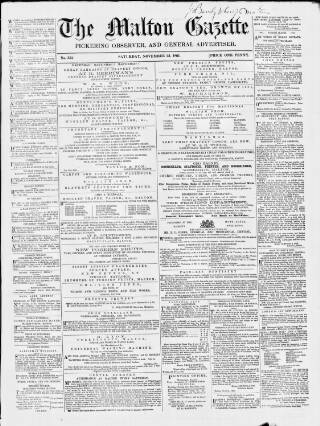 cover page of Malton Gazette published on November 23, 1861