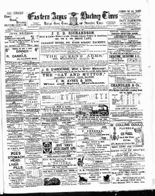 cover page of Eastern Argus and Borough of Hackney Times published on January 26, 1889