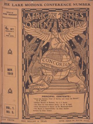 cover page of African Times and Orient Review published on November 1, 1912