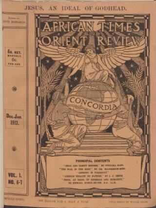 cover page of African Times and Orient Review published on January 1, 1913