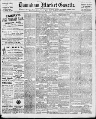 cover page of Downham Market Gazette published on January 26, 1907