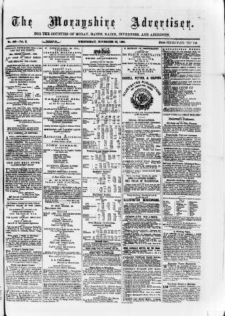 cover page of Morayshire Advertiser published on November 23, 1864